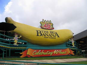 die berdimensional groe Banane vor dem Freizeitpark Big Banana
