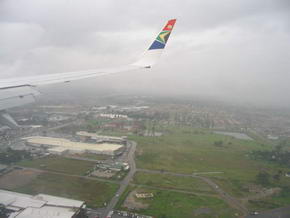 Anflug auf Johannesburg im Regen