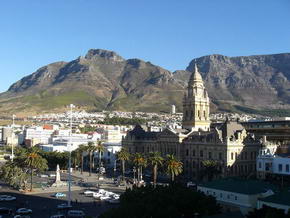 Blick vom Dach unseres Parkhauses ber Kapstadt